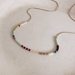 EUC Etsy Multicolor Dainty Gold Beaded Necklace Choker